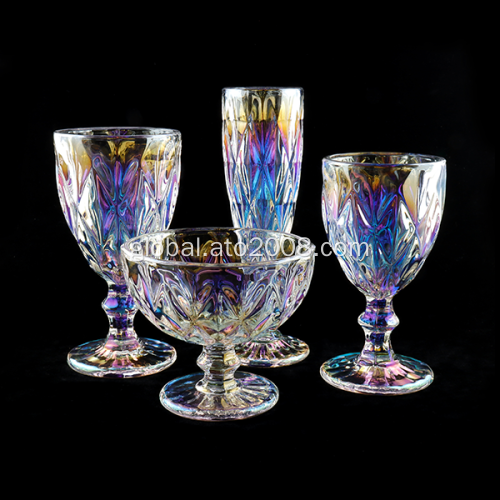 Multi Color Wine Glassware Set Machine made wine glass set Supplier